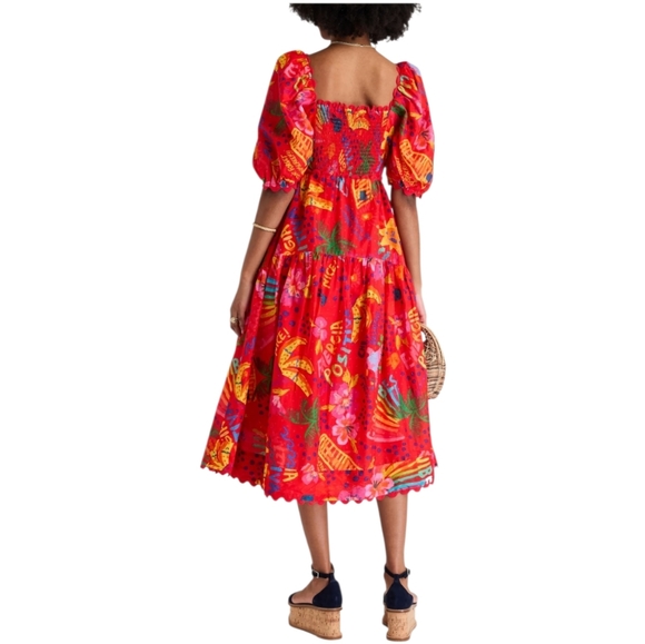 FARM Rio Good Vibes Red and Pink Floral Midi Dress - Picture 2 of 9
